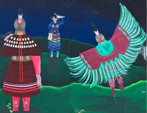 Fragment muralu przedstawiający Rdzenna Ludność Ameryk